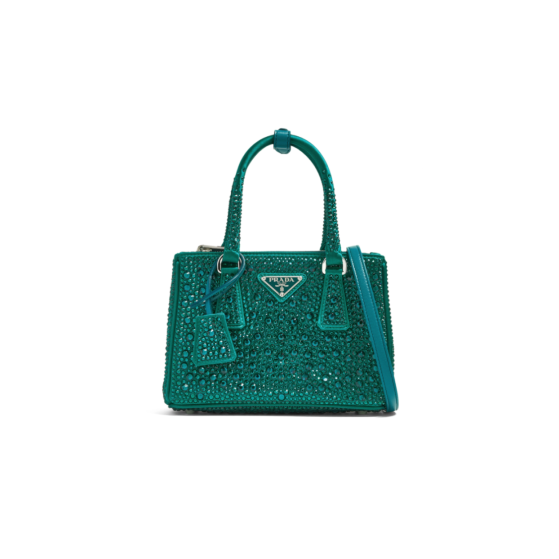PRADA GALLERIA SATIN MINI-BAG WITH CRYSTALS 1BA906 (20*14.5*9.5cm)